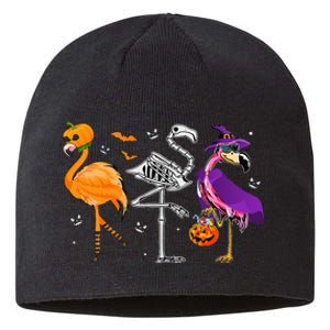 Flamingoween Halloween Pink Flamingo Costume Skeleton Witch Sustainable Beanie