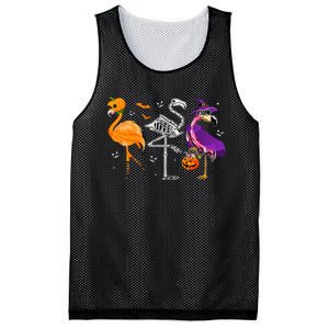 Flamingoween Halloween Pink Flamingo Costume Skeleton Witch Mesh Reversible Basketball Jersey Tank