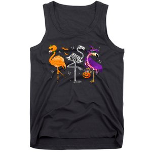 Flamingoween Halloween Pink Flamingo Costume Skeleton Witch Tank Top