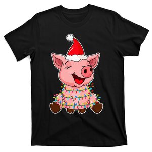 Festive Holiday Pig with Santa Hat Hilarious Gift T-Shirt