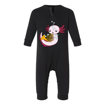 French Horn Player Axolotl Big Band French Horn Infant Fleece One Piece