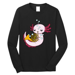 French Horn Player Axolotl Big Band French Horn Long Sleeve Shirt