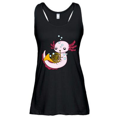 French Horn Player Axolotl Big Band French Horn Ladies Essential Flowy Tank