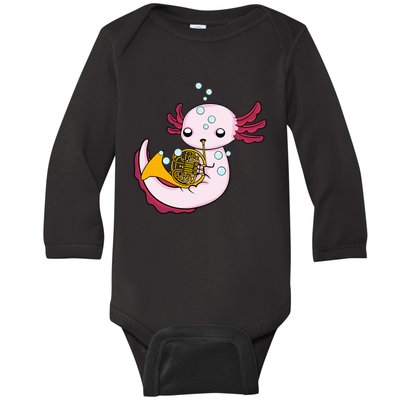 French Horn Player Axolotl Big Band French Horn Baby Long Sleeve Bodysuit