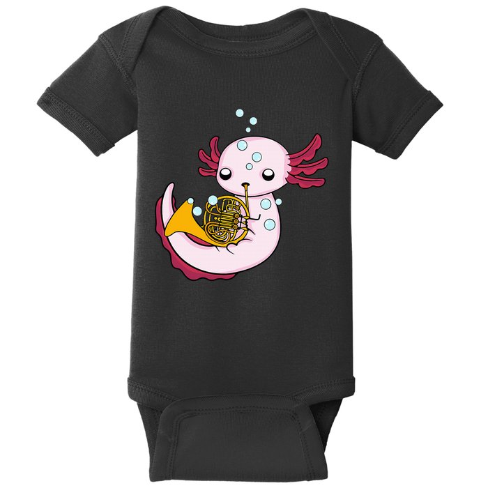 French Horn Player Axolotl Big Band French Horn Baby Bodysuit