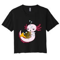 French Horn Player Axolotl Big Band French Horn Women's Crop Top Tee