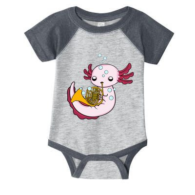 French Horn Player Axolotl Big Band French Horn Infant Baby Jersey Bodysuit