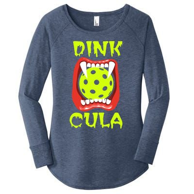 Funny Halloween Pickleball Tee Dinkcula Women's Perfect Tri Tunic Long Sleeve Shirt