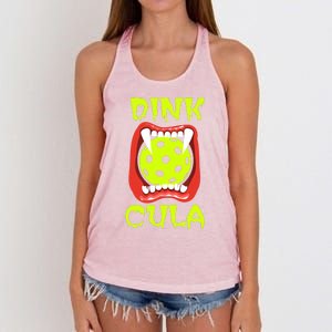 Funny Halloween Pickleball Tee Dinkcula Women's Knotted Racerback Tank