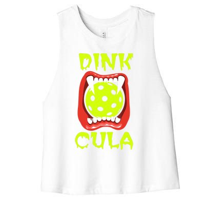 Funny Halloween Pickleball Tee Dinkcula Women's Racerback Cropped Tank