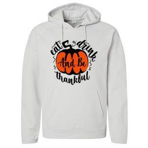 Funny Halloween Pumpkin Tees Eat And Be Thankful Cute Gift Performance Fleece Hoodie