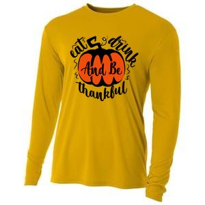 Funny Halloween Pumpkin Tees Eat And Be Thankful Cute Gift Cooling Performance Long Sleeve Crew