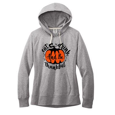 Funny Halloween Pumpkin Tees Eat And Be Thankful Cute Gift Women's Fleece Hoodie