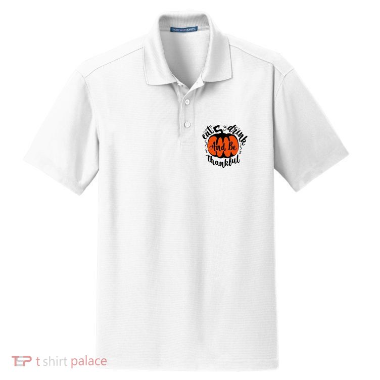 Funny Halloween Pumpkin Tees Eat And Be Thankful Cute Gift Dry Zone Grid Polo