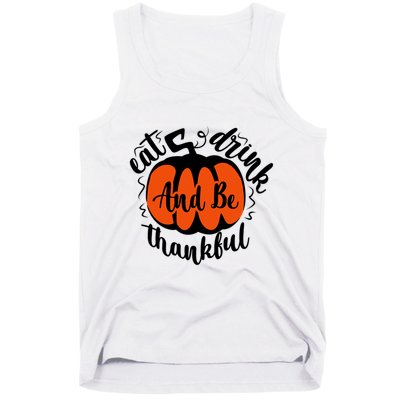 Funny Halloween Pumpkin Tees Eat And Be Thankful Cute Gift Tank Top