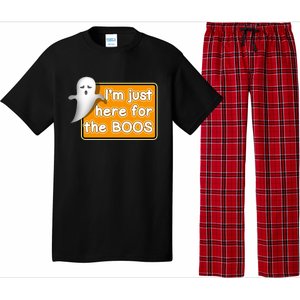 Funny Halloween Party Ing IM Just Here For The Boos Funny Gift Pajama Set