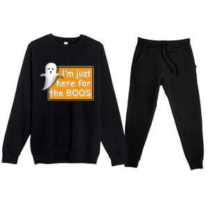 Funny Halloween Party Ing IM Just Here For The Boos Funny Gift Premium Crewneck Sweatsuit Set