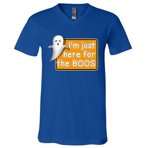 Funny Halloween Party Ing IM Just Here For The Boos Funny Gift V-Neck T-Shirt