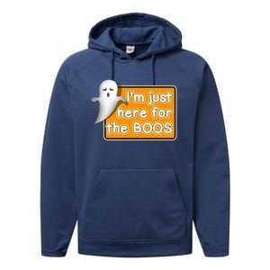 Funny Halloween Party Ing IM Just Here For The Boos Funny Gift Performance Fleece Hoodie