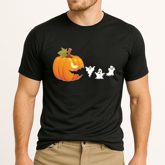 Funny Halloween Pac Man Pumpkin Ghost Cooling Performance Crew T-Shirt