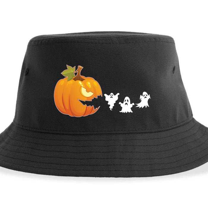 Funny Halloween Pac Man Pumpkin Ghost Sustainable Bucket Hat