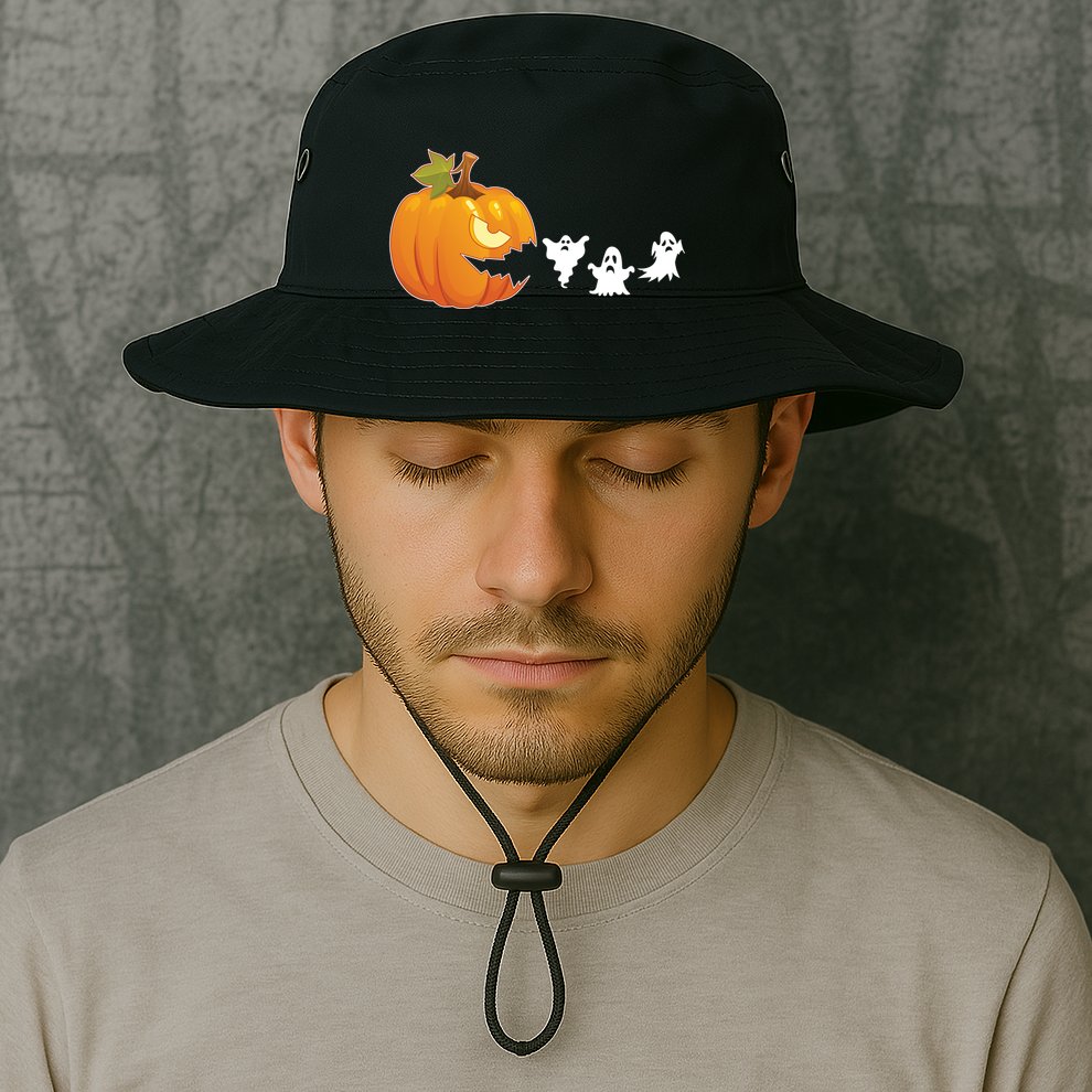 Funny Halloween Pac Man Pumpkin Ghost Bucket Hat