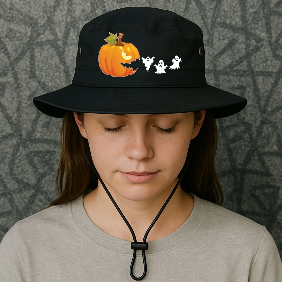 Funny Halloween Pac Man Pumpkin Ghost Bucket Hat