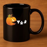 Funny Halloween Pac Man Pumpkin Ghost 11oz C Handle Ceramic Mug
