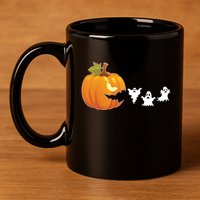Funny Halloween Pac Man Pumpkin Ghost 11oz C Handle Ceramic Mug
