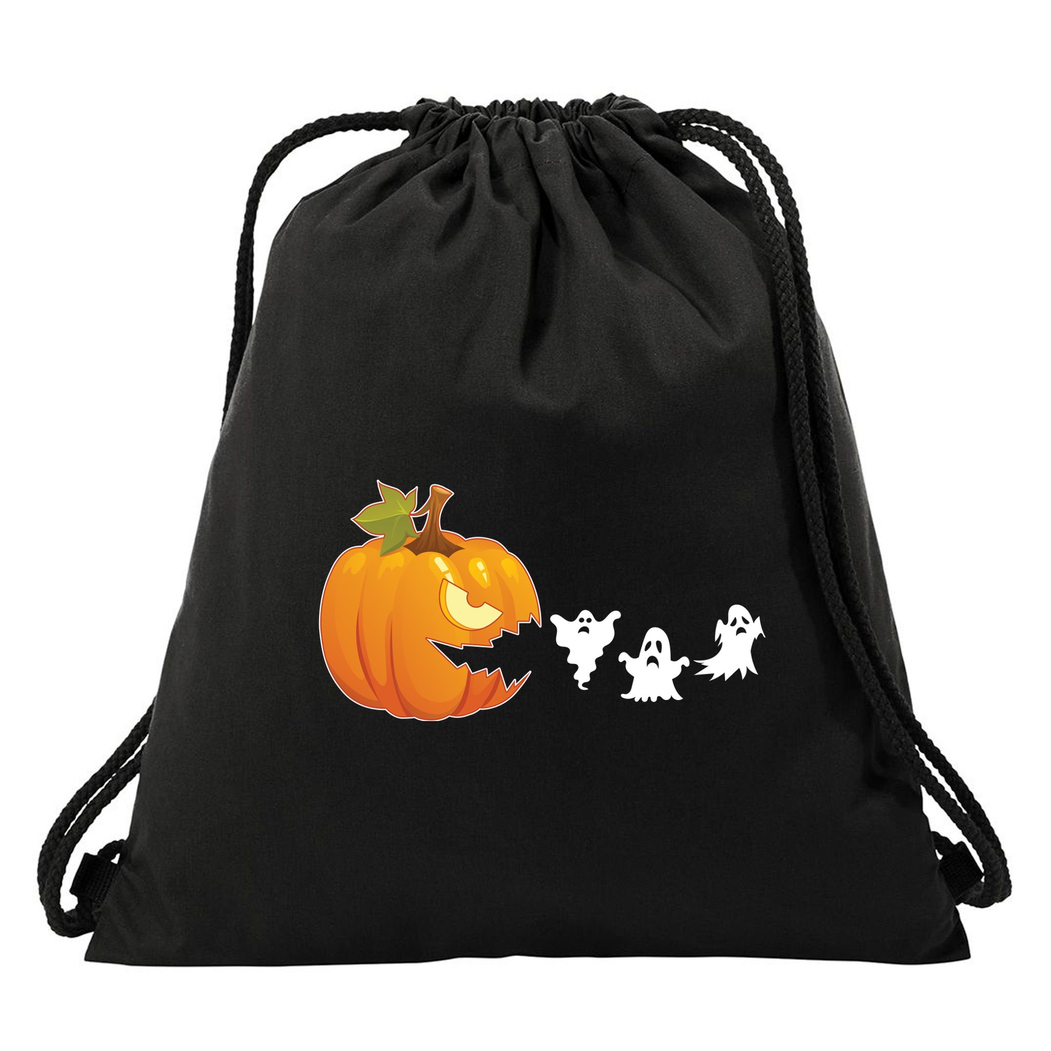 Funny Halloween Pac Man Pumpkin Ghost Drawstring Bag
