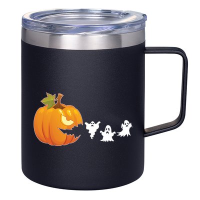Funny Halloween Pac Man Pumpkin Ghost 12oz Stainless Steel Coffee Mug