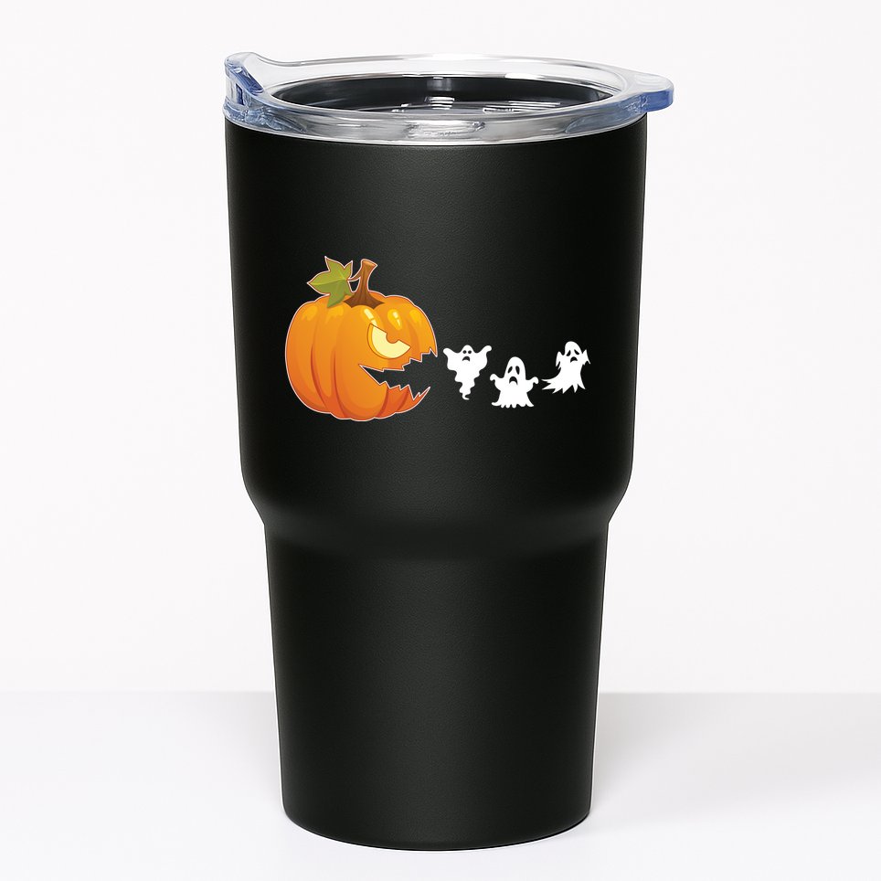 Funny Halloween Pac Man Pumpkin Ghost Tumbler
