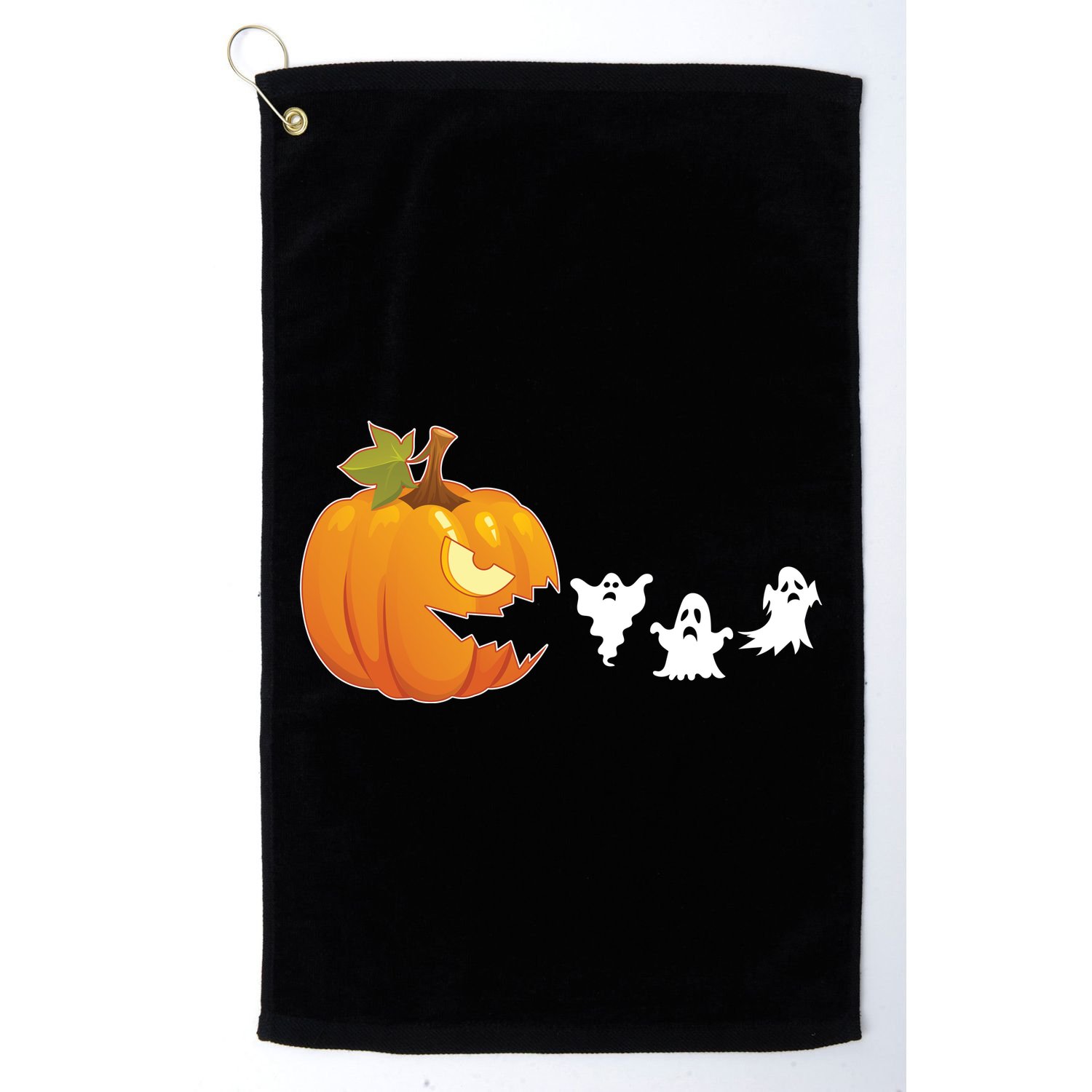 Funny Halloween Pac Man Pumpkin Ghost Golf Towel