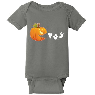 Funny Halloween Pac Man Pumpkin Ghost Baby Bodysuit