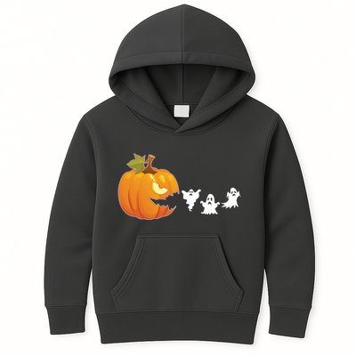 Funny Halloween Pac Man Pumpkin Ghost Kids Hoodie