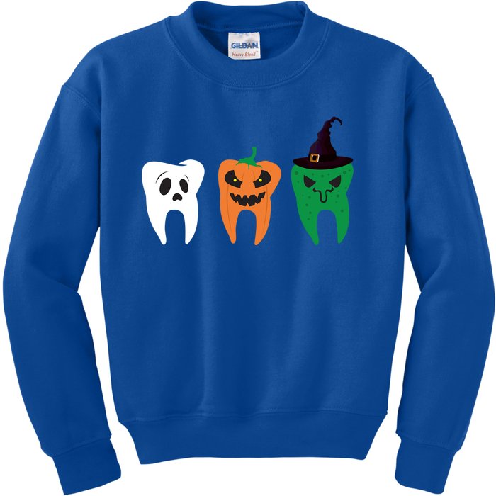 Funny Halloween Party Teeth With Costume Pumpkin Witch Ghost Gift Kids Sweatshirt