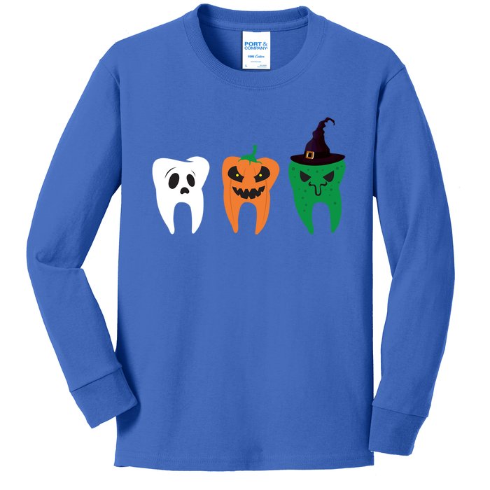 Funny Halloween Party Teeth With Costume Pumpkin Witch Ghost Gift Kids Long Sleeve Shirt