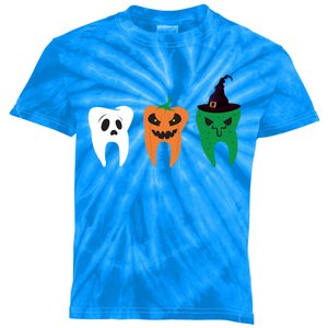 Funny Halloween Party Teeth With Costume Pumpkin Witch Ghost Gift Kids Tie-Dye T-Shirt