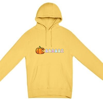 Funny Halloween Pumpkin Eating Ghost Gamer Cancer Warrior Gift Premium Pullover Hoodie