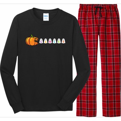 Funny Halloween Pumpkin Eating Ghost Gamer Cancer Warrior Gift Long Sleeve Pajama Set