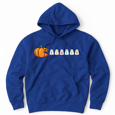 Funny Halloween Pumpkin Eating Ghost Gamer Cancer Warrior Gift Hoodie