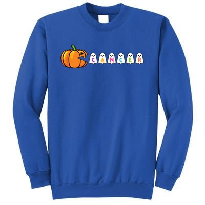 Funny Halloween Pumpkin Eating Ghost Gamer Cancer Warrior Gift Sweatshirt