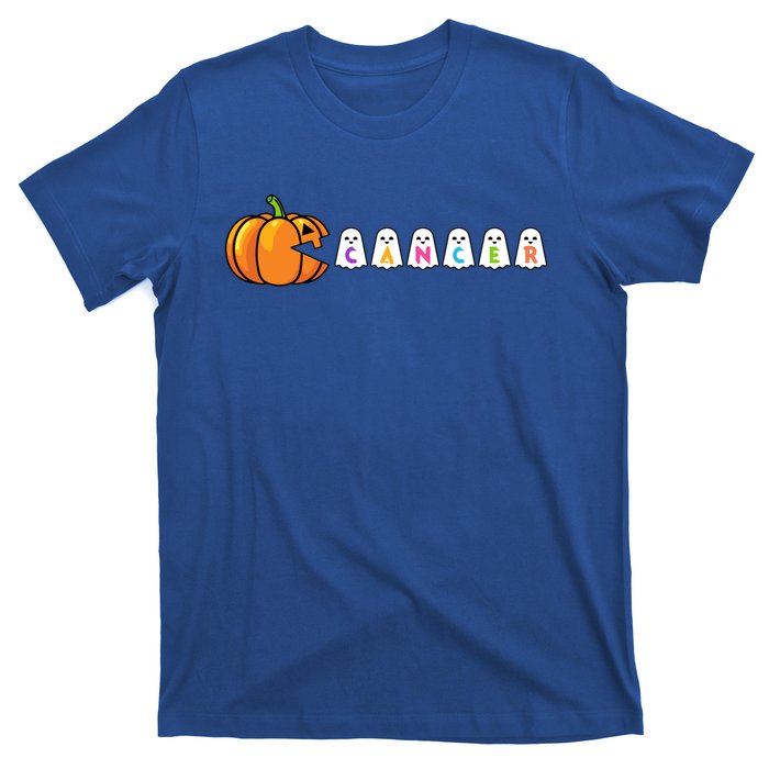 Funny Halloween Pumpkin Eating Ghost Gamer Cancer Warrior Gift T-Shirt