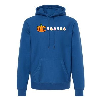 Funny Halloween Pumpkin Eating Ghost Gamer Cancer Warrior Gift Premium Hoodie