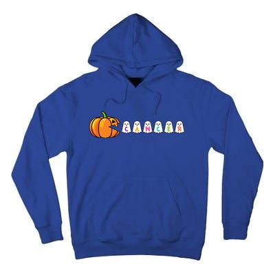 Funny Halloween Pumpkin Eating Ghost Gamer Cancer Warrior Gift Tall Hoodie