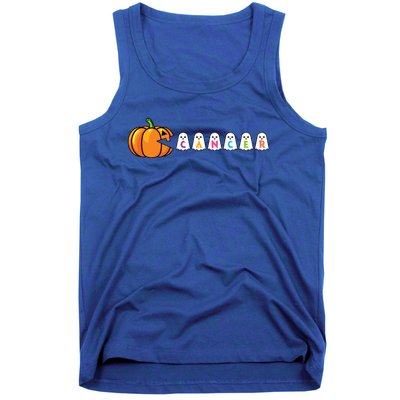 Funny Halloween Pumpkin Eating Ghost Gamer Cancer Warrior Gift Tank Top