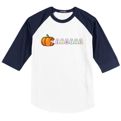 Funny Halloween Pumpkin Eating Ghost Gamer Cancer Warrior Gift Baseball Sleeve Shirt