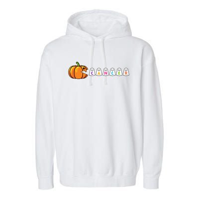 Funny Halloween Pumpkin Eating Ghost Gamer Cancer Warrior Gift Garment-Dyed Fleece Hoodie