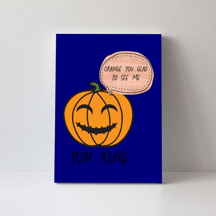 Funny Halloween Pumpkin Pun Joke Dad Joke Pun King Orange Gift Canvas