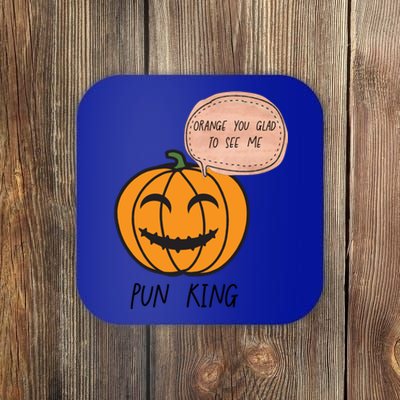 Funny Halloween Pumpkin Pun Joke Dad Joke Pun King Orange Gift Coaster